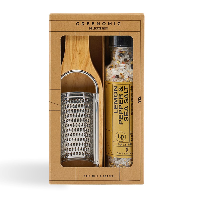 Greenomic Delikatessen - Gift Set Grater + Lemon Pepper & Sea Salt